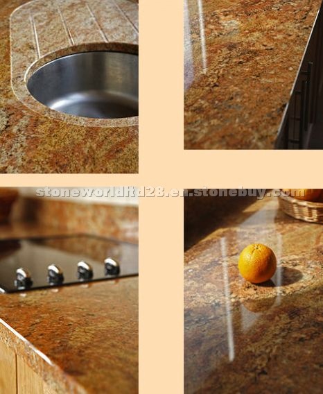 Madurai gold polished granite kitchen counter top
