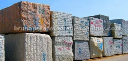 Granite blocks in the quarry warehouse