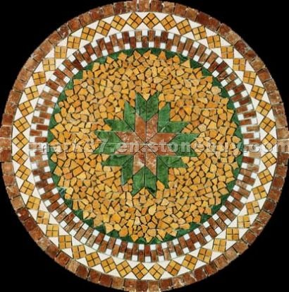 Gold travertine mosaic medallions