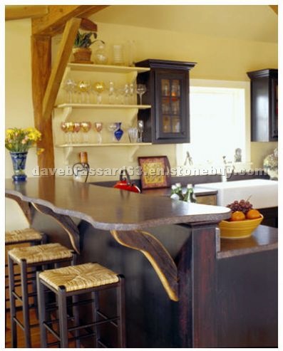 Leathered Dakota Mahogany Granite Kitchen Hi Bar
