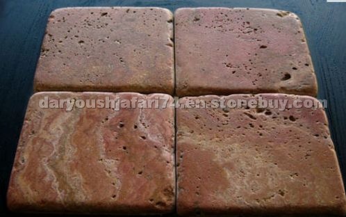 Red Soraya Tumbled Travertine