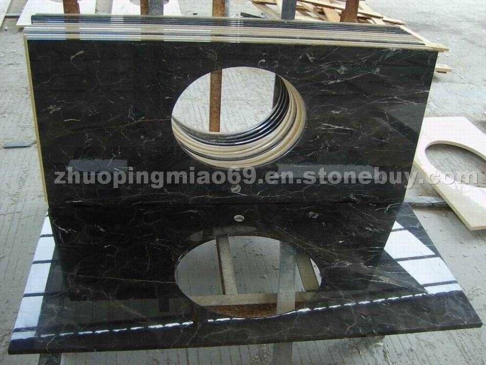 Black marble vanity top
