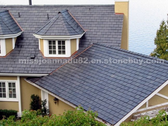 Black slate roof tiles, Slate roofing tile project