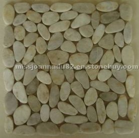 Pebble stone on net,white falt pebble Pebble stone on net,white falt pebble