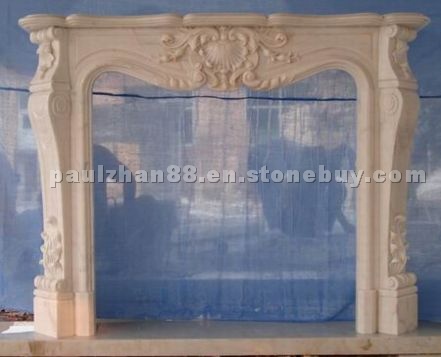 Beige Limestone Carved Fireplace Beige Limestone Carved Fireplace