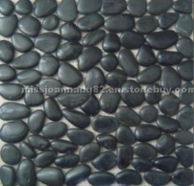 Pebble stone on net,black pebble,cobble Pebble stone on net,black pebble,cobble