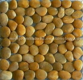 Pebble stone on net,yellow pebble,cobble Pebble stone on net,yellow pebble,cobble