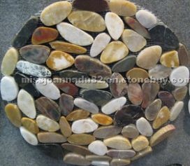 Pebble stone on net,mixed flat pebble Pebble stone on net,mixed flat pebble