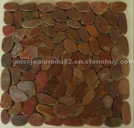 Pebble stone on net,brown falt pebble Pebble stone on net,brown falt pebble