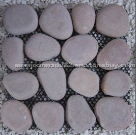 Pebble stone on net,red natural pebble Pebble stone on net,red natural pebble
