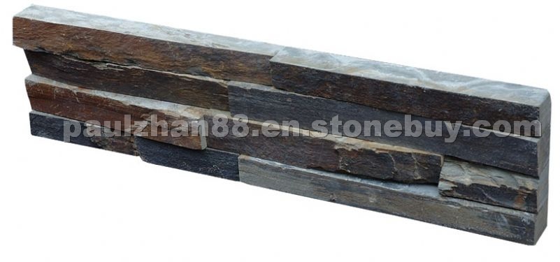 Plain black slate stacked wall stone Plain black slate stacked wall stone