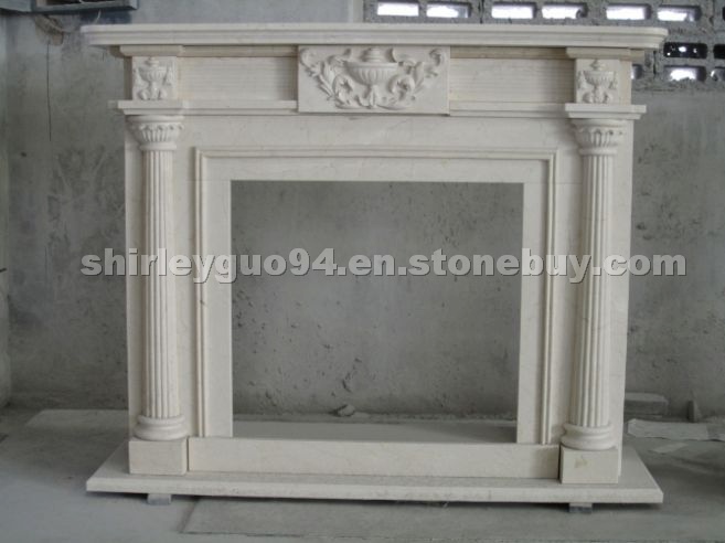 Crema Marfil marble fireplace