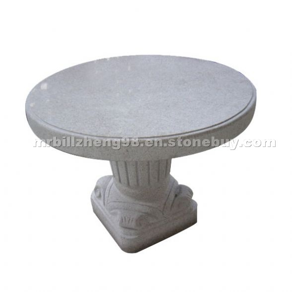 Granite Table and Bench, Round Stone Table Top