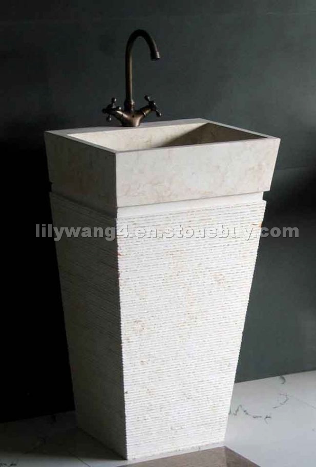 Beige Marble Pedestal sink Beige Marble Pedestal sink