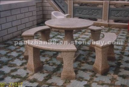 Red granite bench, table Red granite bench, table