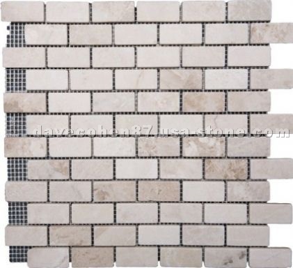 Fiorito Beige 1x2 Tumbled Marble Mosaic