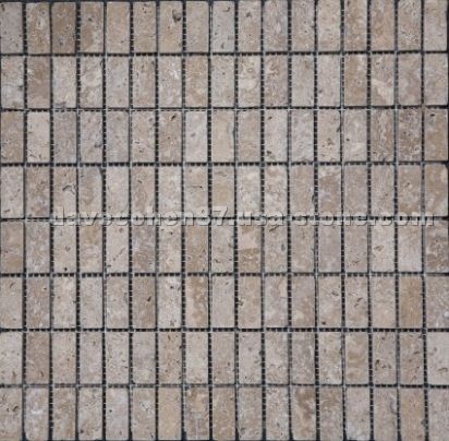 Noce Tumbled Travertine Brick Mosaic