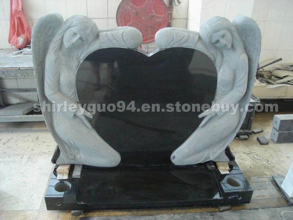 Impala Black G654 granite tombstone monuments head