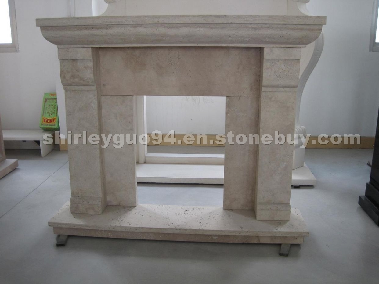 Travertine fireplace