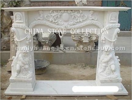 Carving White Marble fireplace