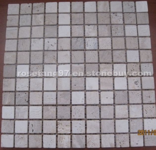 Ivory Travertine mosaic tile WD-03R-25 Ivory Travertine mosaic tile WD-03R-25