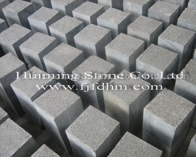 G684 flamed black cubicstone granite