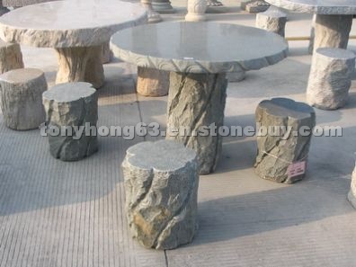Stone table and bench 02 Stone table and bench 02