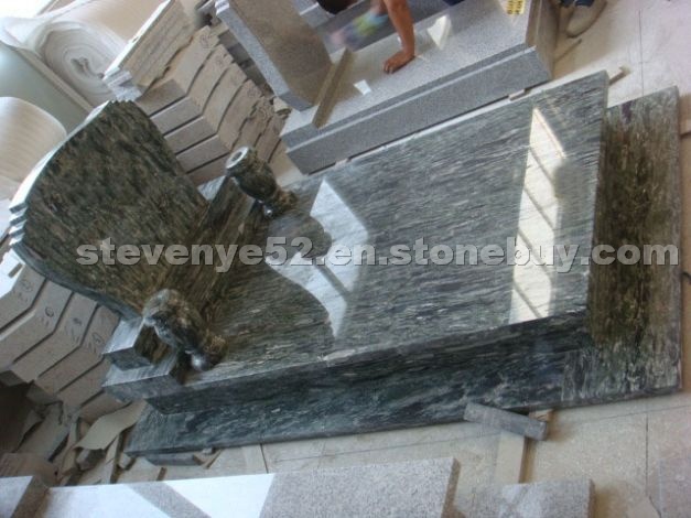 Olive Green Granite European Tombstone