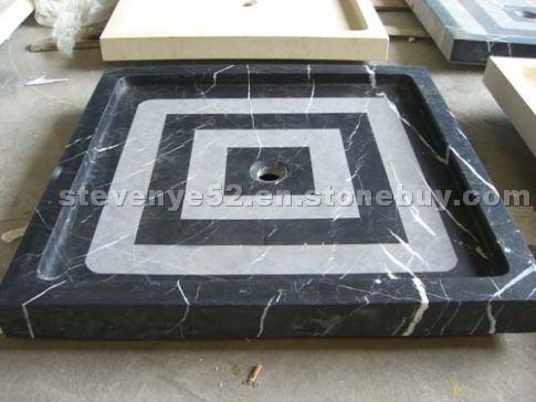 Negro marquina marble shower tray