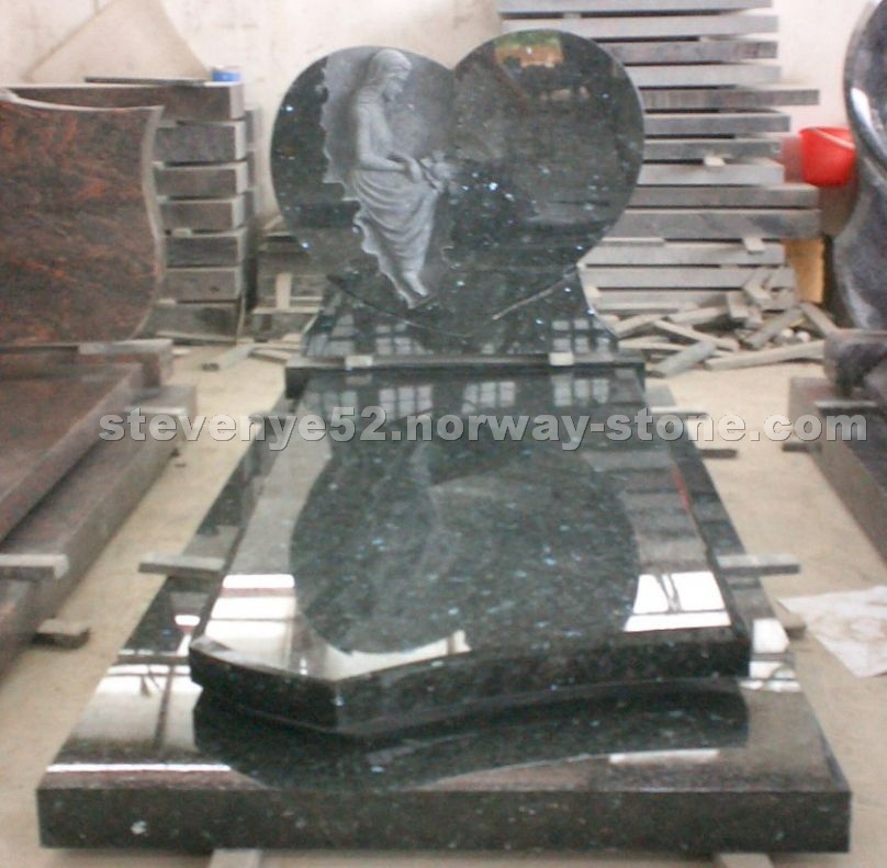 Blue pearl granite tombstone
