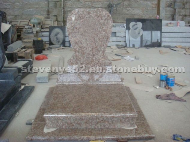 Peach blossom granite tombstone