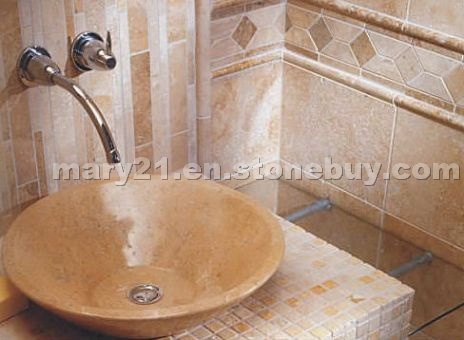 Travertine Carved Wash Basin