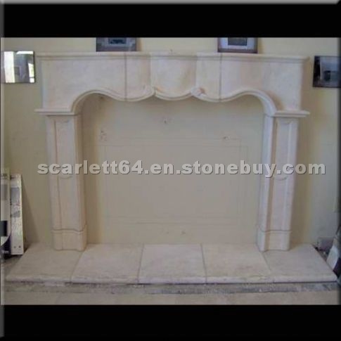White Limestone Fireplace