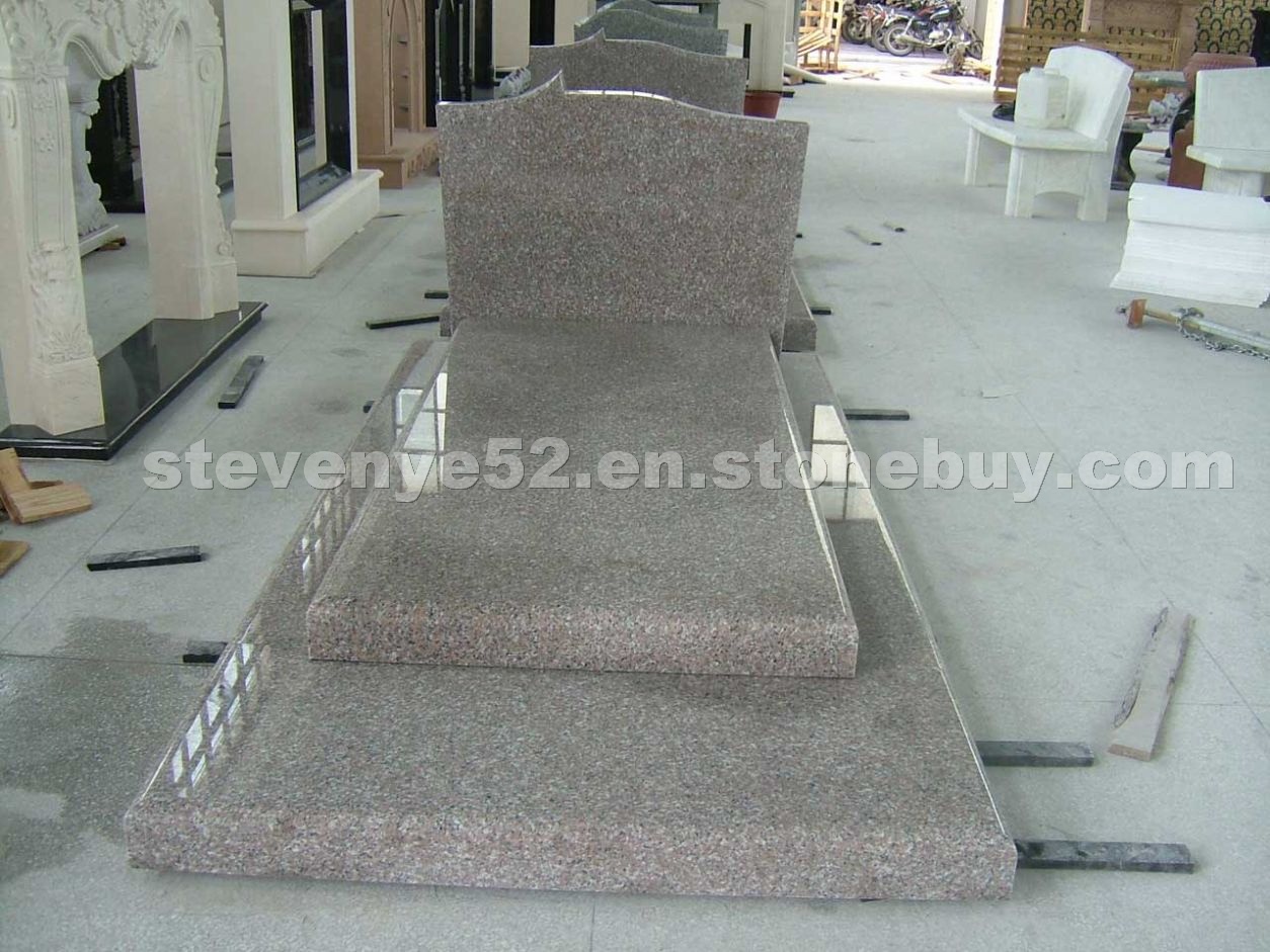 Rose red granite tombstone