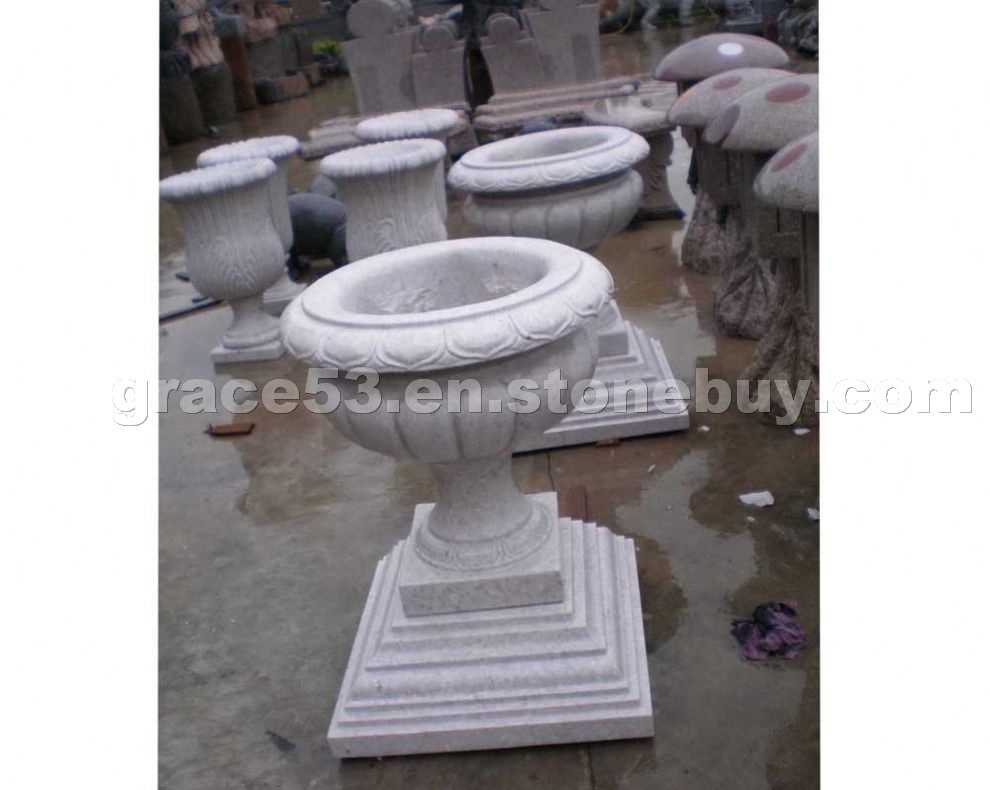 Carved Marble Flower Pots