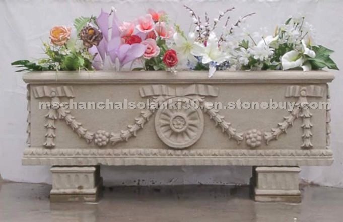 Dholpur White Sandstone Flower Pot