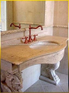 travertine vanity