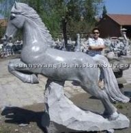 Sculpture - grey granite polished horse