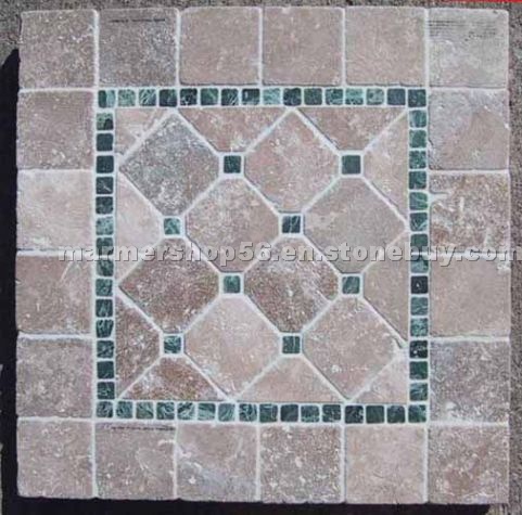 Travertino Noce 15x15 met Verde Guetamela