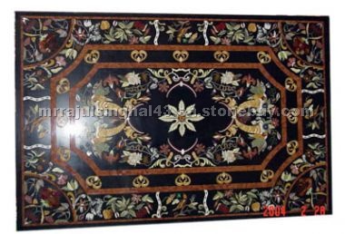 Granite tabletops, marble inlay tabletops