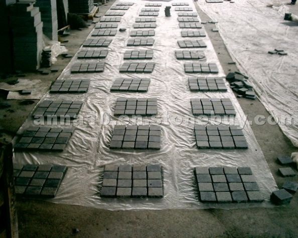 Black basalt paving stone