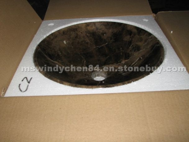Dark Emperador Marble Sink