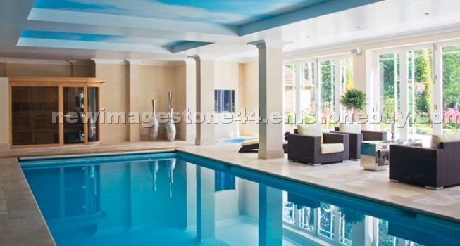 Simyra Brossato Limestone floors, pool coping and