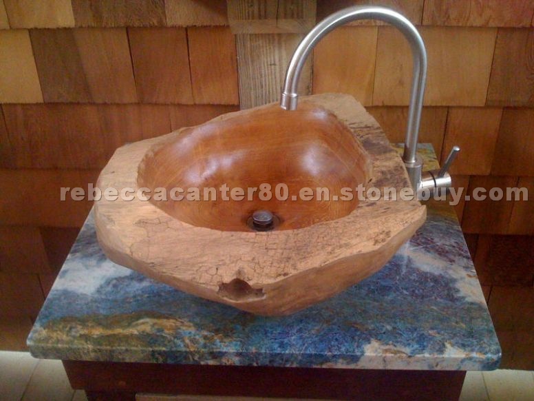 Louisa blue granite vanitytop,hand carved teak sin