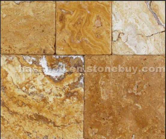 Tumbled Yellow Travertine- Versaille Pattern
