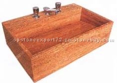 Red travertine sink