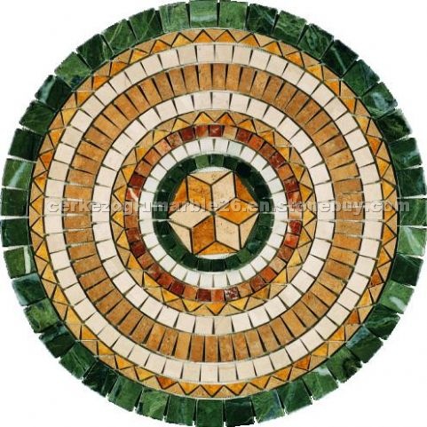 Mosaic Medallion- Mixed Travertine-Marble