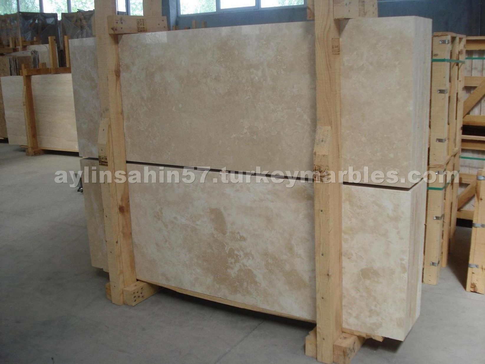 Travertine slab crosscut filled/polished