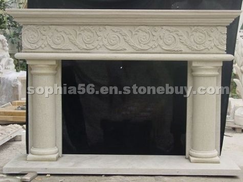 Beige Limestone fireplace Beige Limestone fireplace