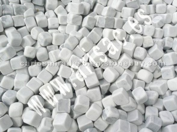 Rounded white marble cube